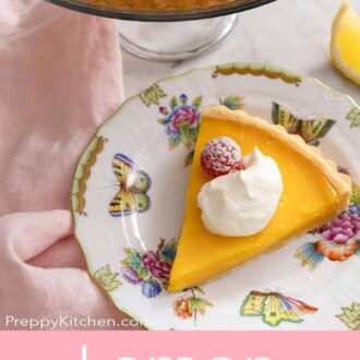 A pinterest graphic of a lemon tart