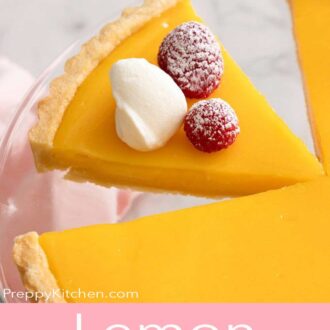 A pinterest graphic of a lemon tart