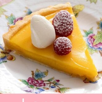 A pinterest graphic of a lemon tart