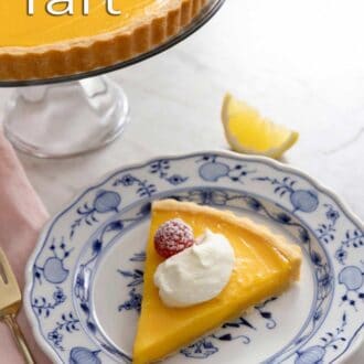 A pinterest graphic of a lemon tart