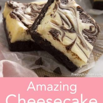 cheesecake brownies on parchment