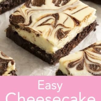 cheesecake brownies on parchment