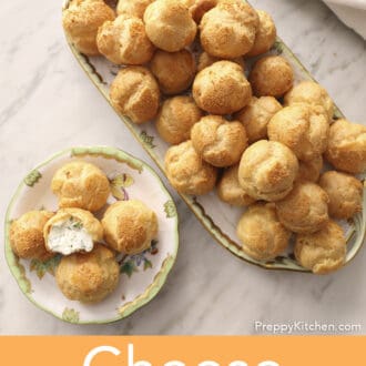 A top-down shot of some cheese puffs.