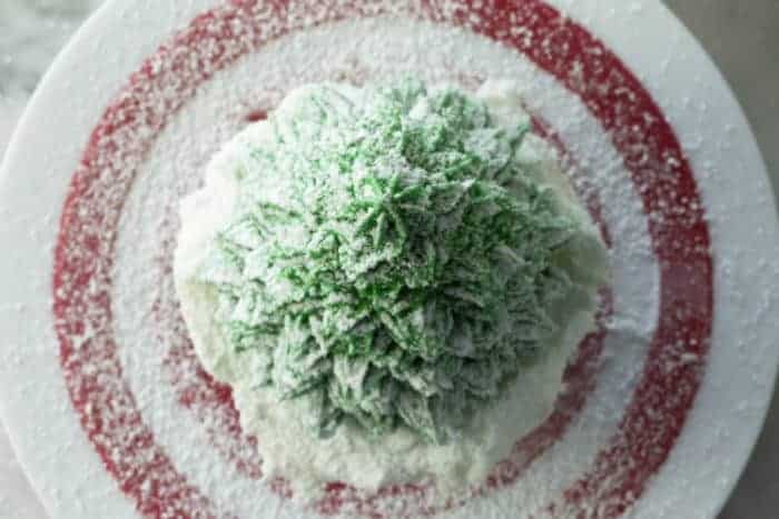 Top down view of Christmas tree cupcakes