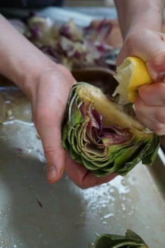 Lemony Roasted Artichokes