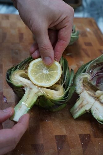 Lemony Roasted Artichokes