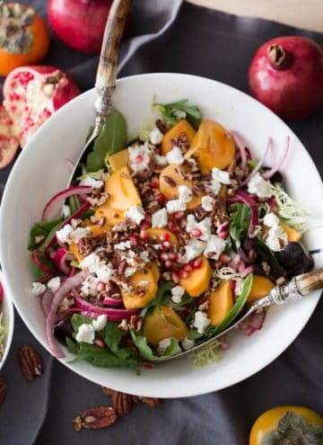 Photo showing a large bowl filled with Persimmon Salad