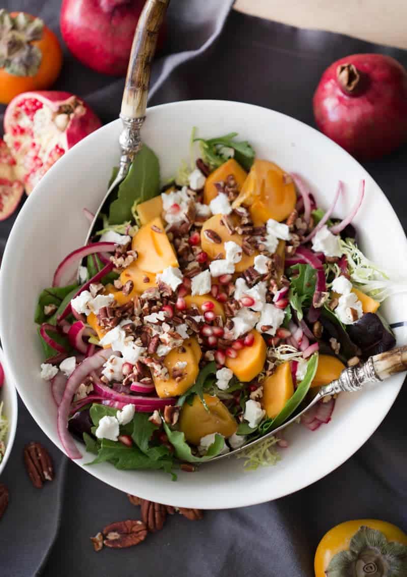 Photo showing a large bowl filled with Persimmon Salad