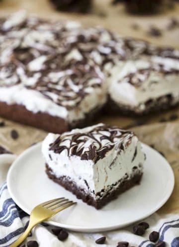 A photo of a Marshmallow Brownie on a plate.