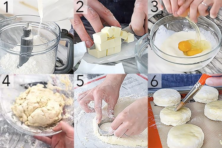 A photo showing steps on how to make classic scones.