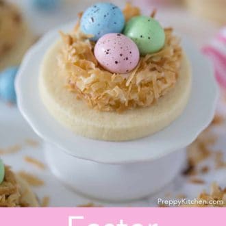 easter cookies with colorful chocolate eggs