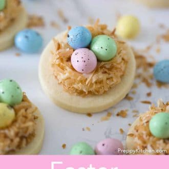 easter cookies with colorful chocolate eggs