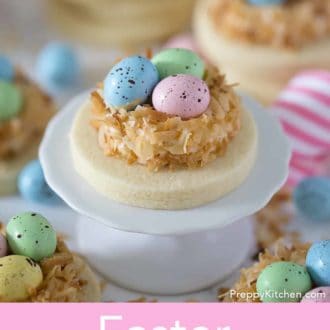 easter cookies with colorful chocolate eggs