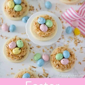easter cookies with colorful chocolate eggs