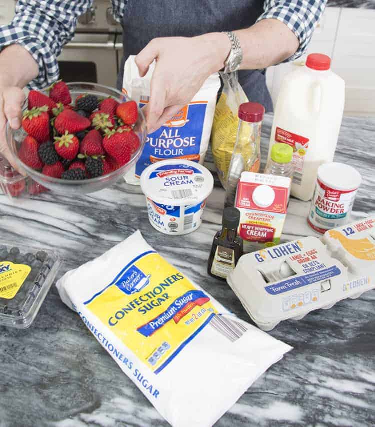 Photo of ingredients needed to make a berry cake