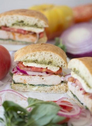 photo of chicken sandwiches on a table