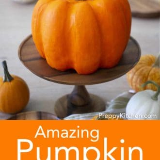 pumpkin bundt cake decorated to look like an actual pumpkin