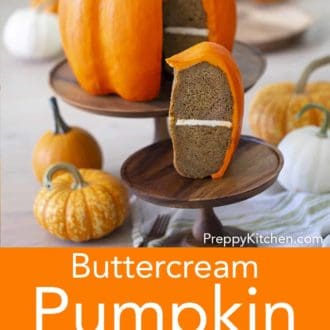 pumpkin bundt cake decorated to look like an actual pumpkin