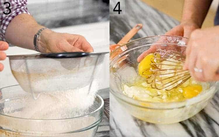 Apple spice cake batter being prepared.