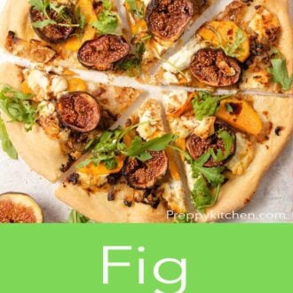 A pinterest graphic of a fig pizza