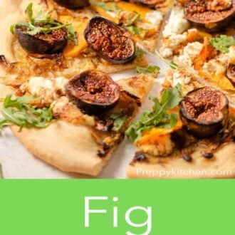 A pinterest graphic of a fig pizza