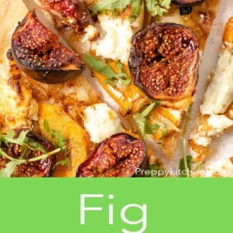 A pinterest graphic of a fig pizza