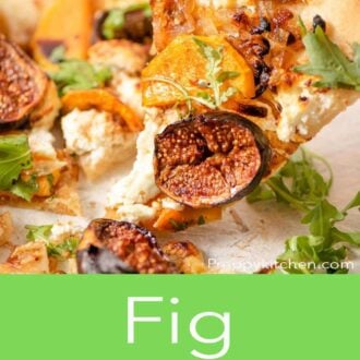 A pinterest graphic of a fig pizza