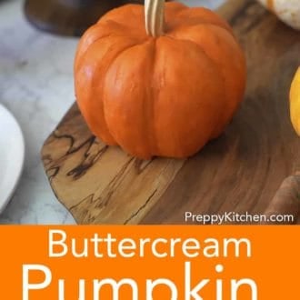 mini pumpkin bundt cake decorated to look like an actual pumpkin