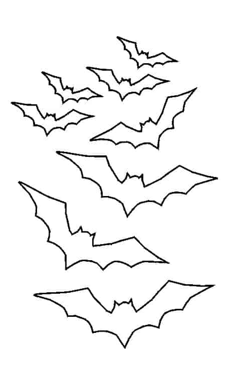 A photo of bat outlines which you can print out to make this cake