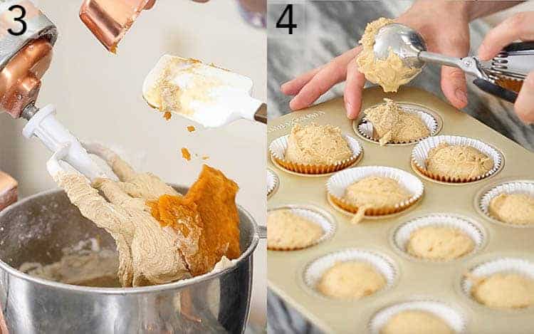 Pumpkin batter for witch cupcakes getting finalized.