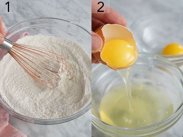 Dry ingredients for Christmas cupcakes getting whisked.