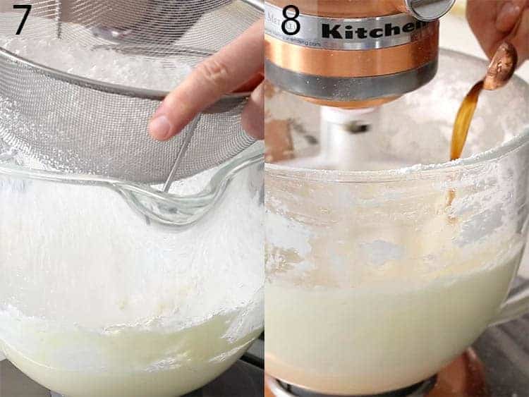 Vanilla buttercream getting mixed for Christmas cupcakes