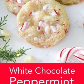 white chocolate peppermint cookies on a counter