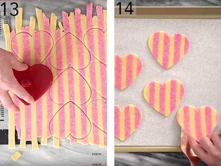 Valentine's day heart cookies getting cut out.