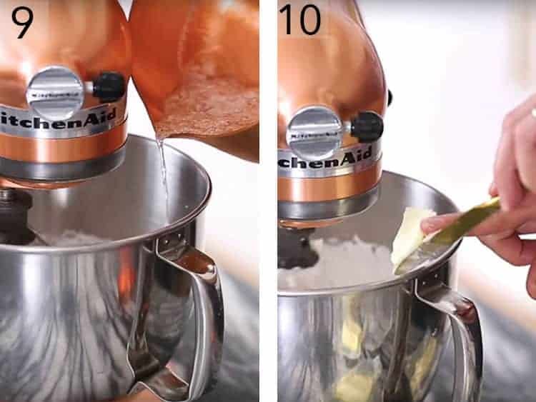 Italian buttercream getting mixed.