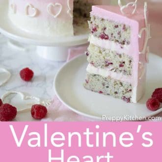 valentines day cake with white hearts