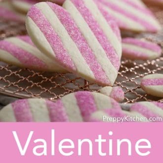 striped heart valentines day sugar cookies