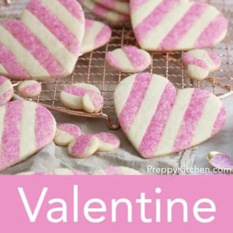 striped heart valentines day sugar cookies
