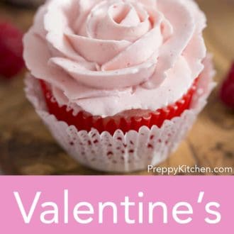 valentines day pink rose cupcake