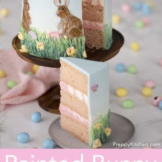 hand painted buttercream easter bunny cake
