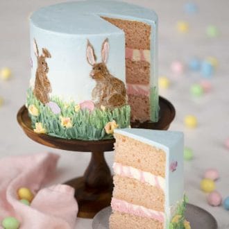 hand painted buttercream easter bunny cake