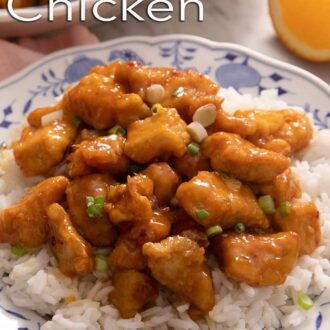 A pinterest graphic of orange chicken