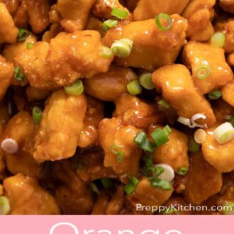 A pinterest graphic of orange chicken