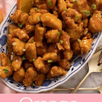 A pinterest graphic of orange chicken