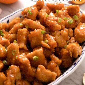 A pinterest graphic of orange chicken