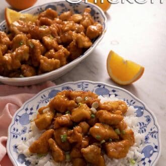 A pinterest graphic of orange chicken