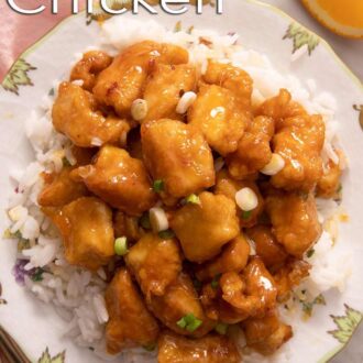 A pinterest graphic of orange chicken