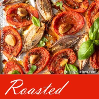 Pinterest graphic of roasted tomatoes.