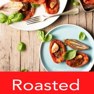 A pinterest graphic of roasted tomatoes
