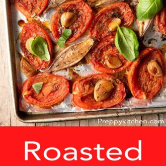 A pinterest graphic of roasted tomatoes